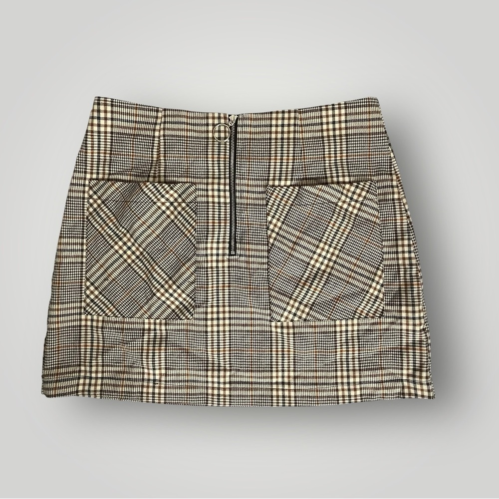Nana Macs Plaid Zip Front Mini Skirt Womens Large Pockets